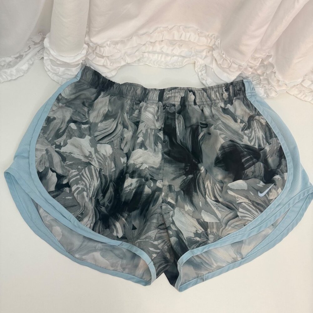 Nike Dri-Fit Womens Athletic Running Shorts XL Blue Gray Floral Print